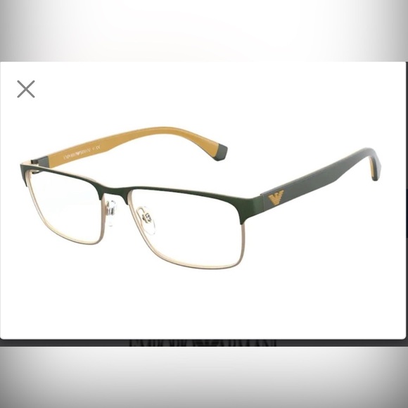 Emporio Armani Dual-Tone Eyeglasses Frames Olive Green & Rose Gold - Picture 1 of 8